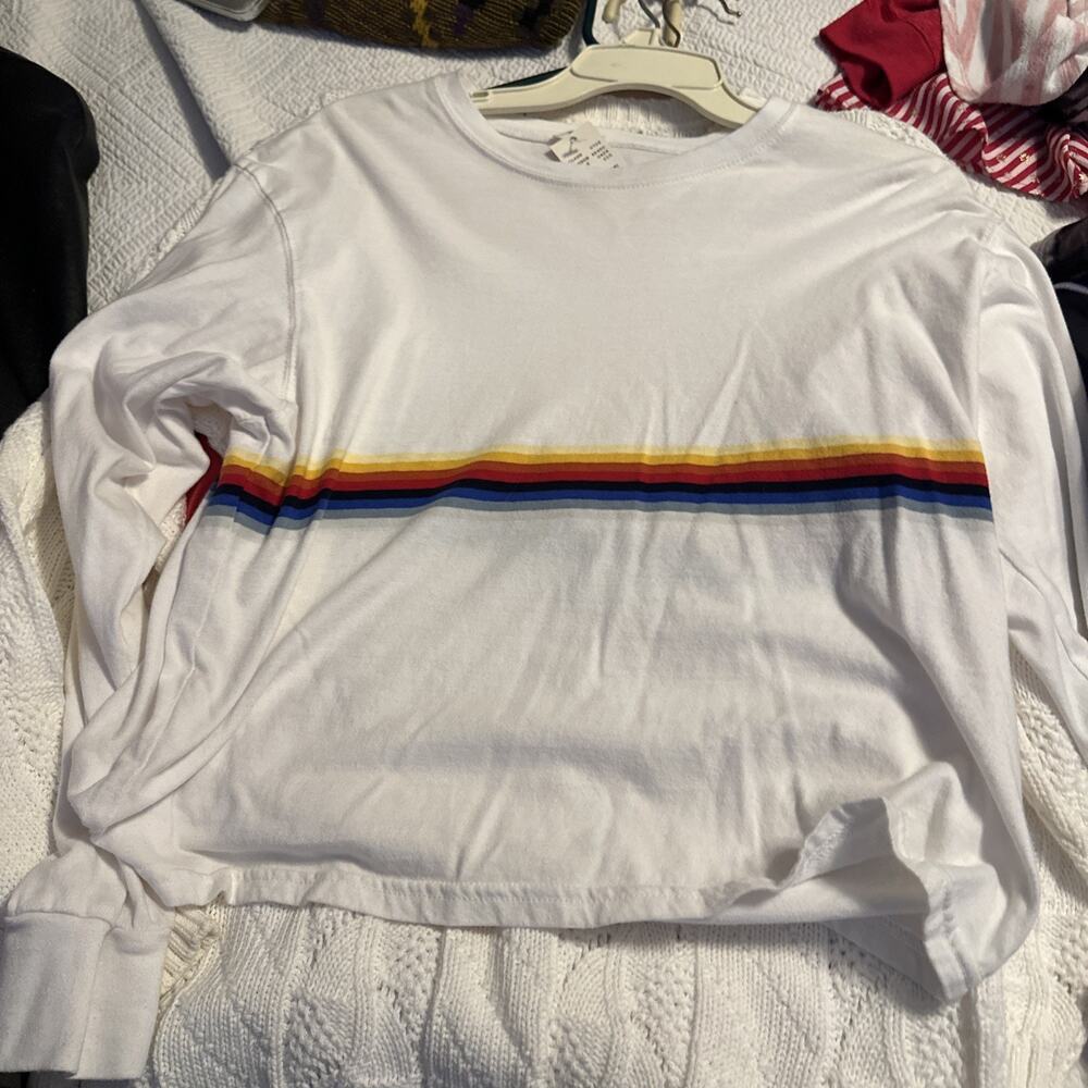 John Galt Brandy Melville Rainbow Stripe Jamie Long Sleeve T-Shirt Sz. S New Tag
